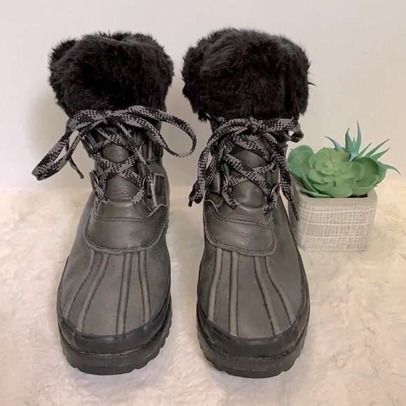 SPERRY Maritime black fur gray Leather Winter Boots - Picture 4 of 10